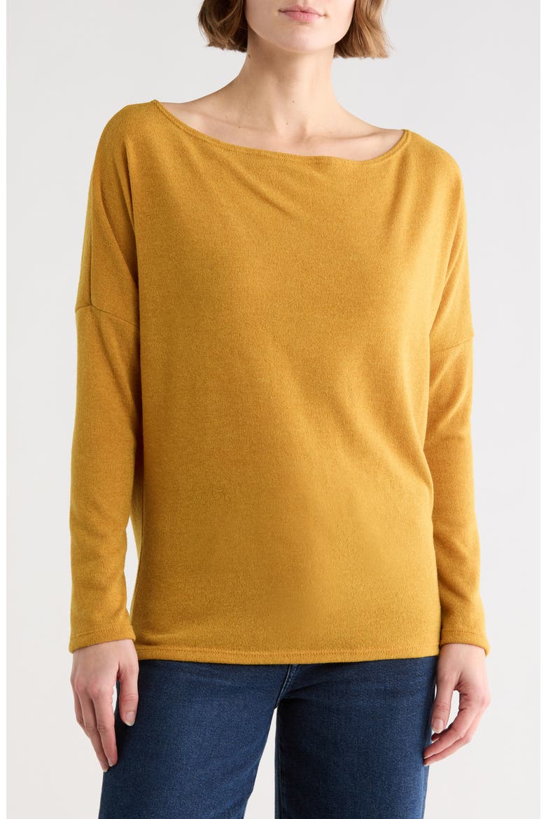 Boat Neck Dolman Sleeve Sweater, Main, color, MUSTARD