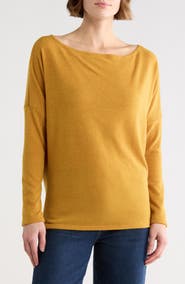 GO COUTURE Boat Neck Dolman Sleeve Sweater