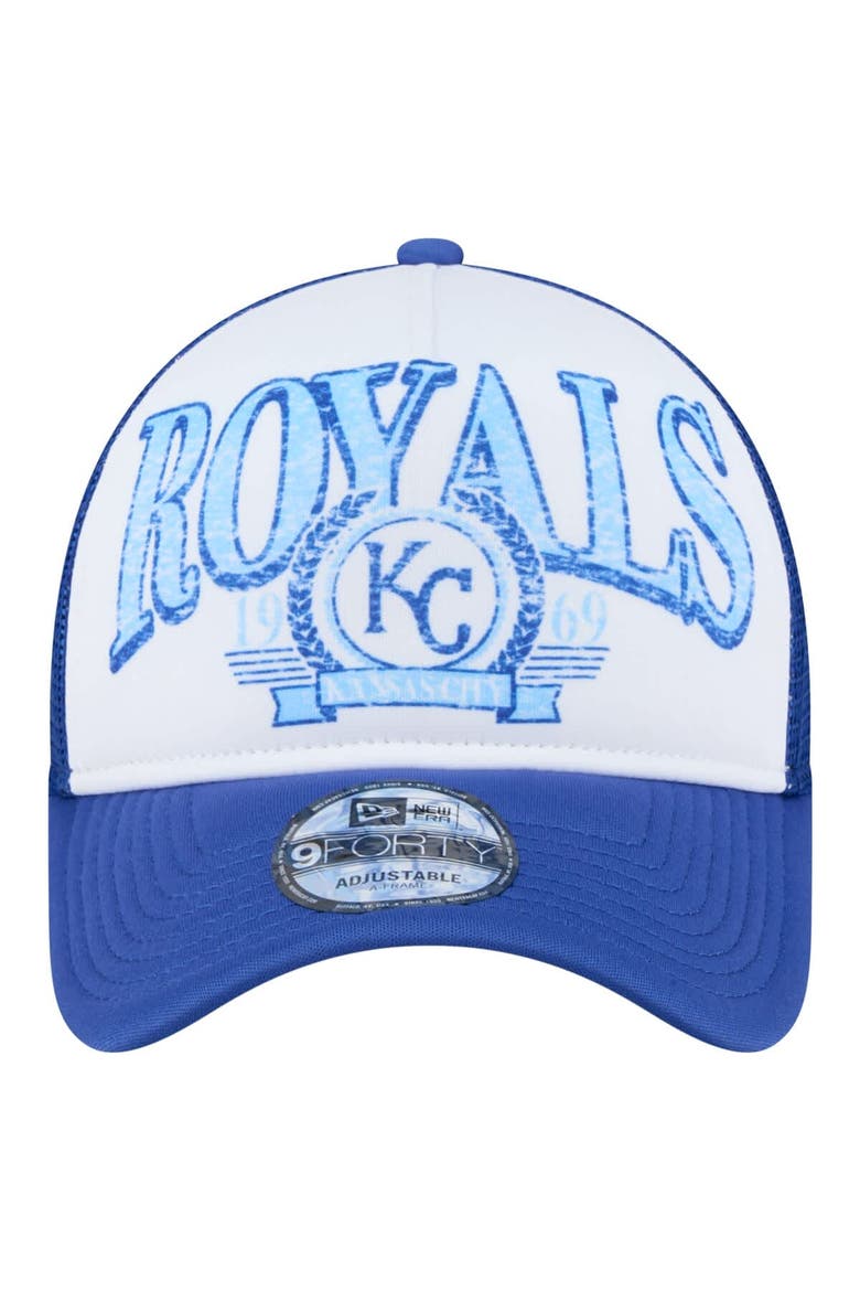 Men's New Era  Royal Kansas City Royals Distressed 9FORTY A-Frame Adjustable Trucker Hat, Alternate, color, Royal