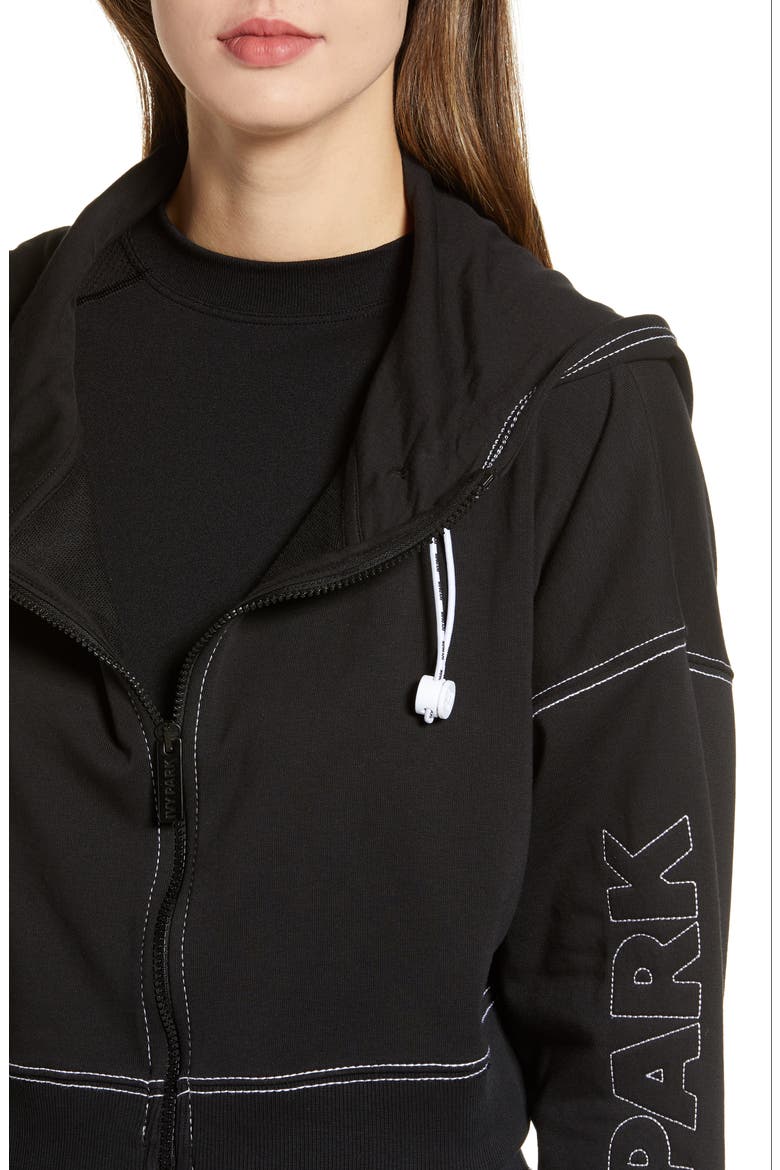 Logo Crop Hoodie, Alternate, color, BLACK