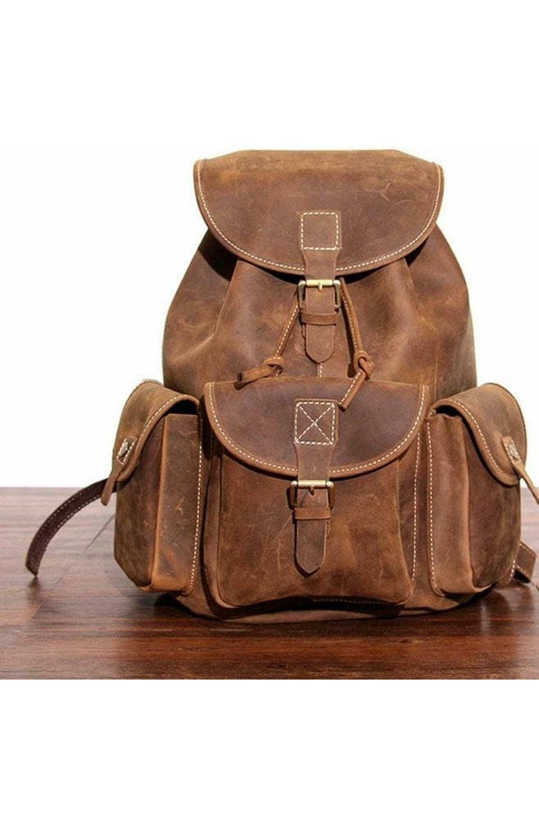 STEEL HORSE LEATHER The Asmund Backpack | Genuine Leather Rucksack, Alternate, color, Brown