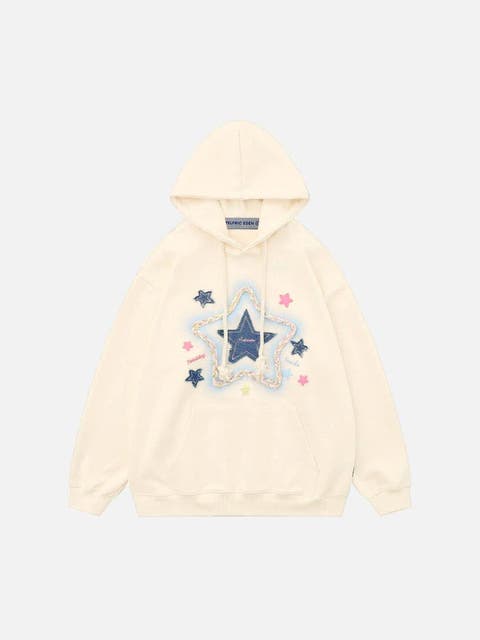Denim Star Applique Hoodie