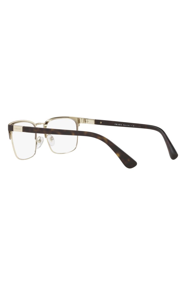 Prada 55m Rectangle Optical Glasses, Alternate, color, Matte Pale Gold