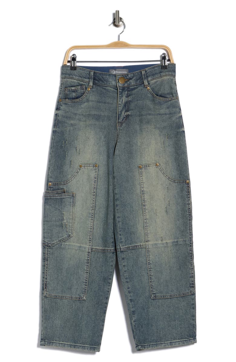 Democracy Crop Barrel Leg Jeans, Main, color, Mid Blue Artisanal