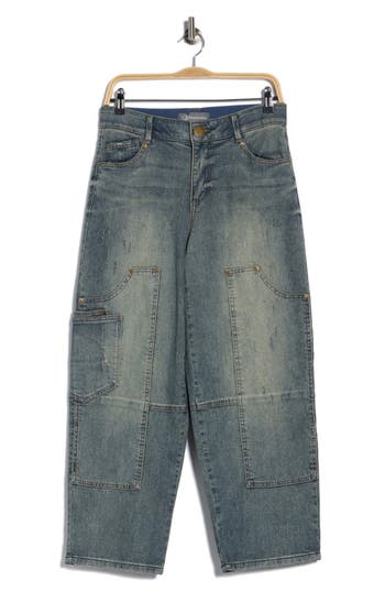 Democracy Crop Barrel Leg Jeans In Blue