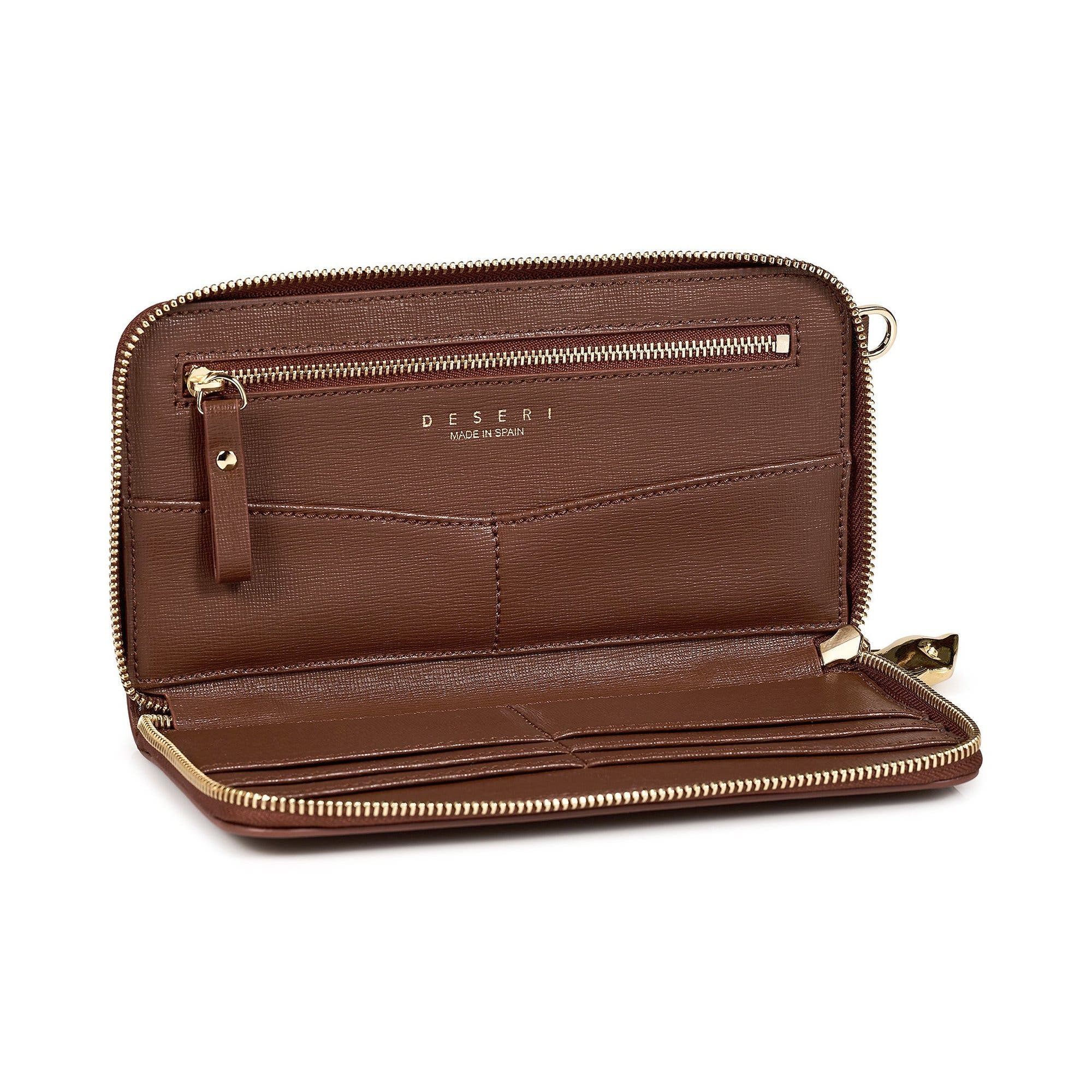 Paris Wallet, Alternate, color, Brown with Gold Wristlet