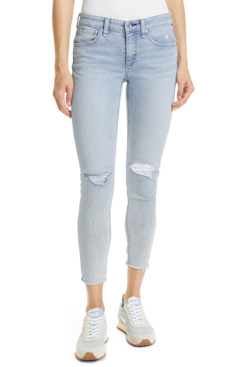 Cate Ripped Frayed Ankle Skinny Jeans (Montauk)