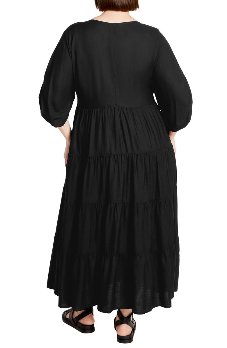 City Chic Jenna Puff Sleeve Dress, Alternate, color, Black