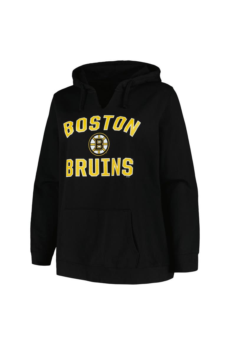 Women's Profile Black Boston Bruins Plus Size Arch Over Logo Pullover Hoodie, Alternate, color, Black