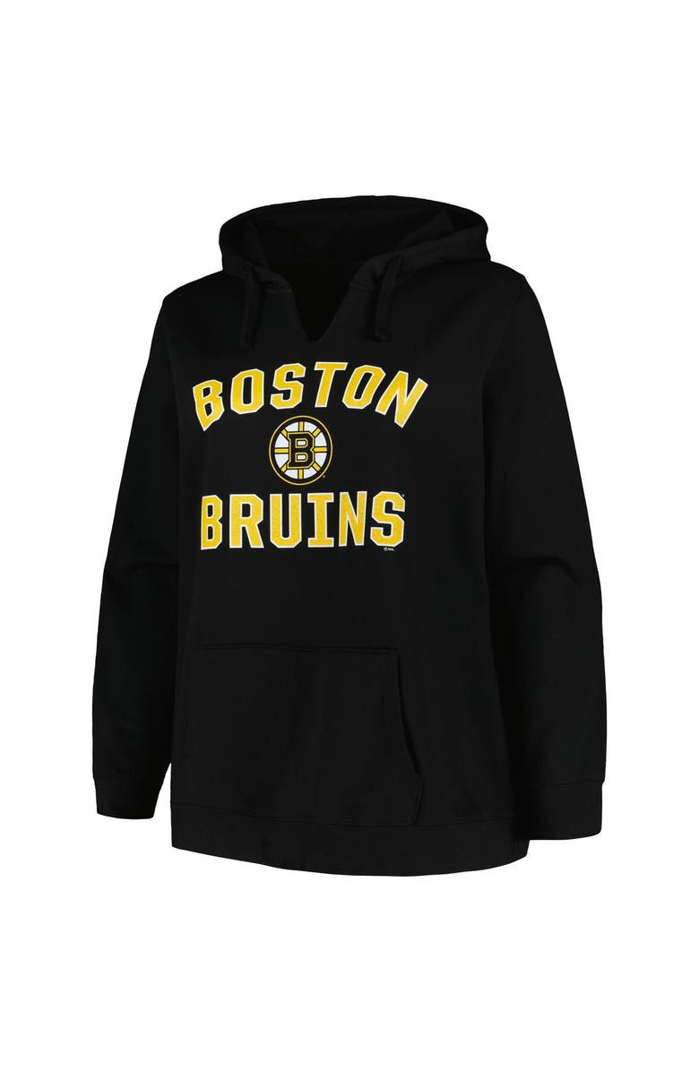 PROFILE Women's Profile Black Boston Bruins Plus Size Arch Over Logo Pullover Hoodie, Alternate, color, Black