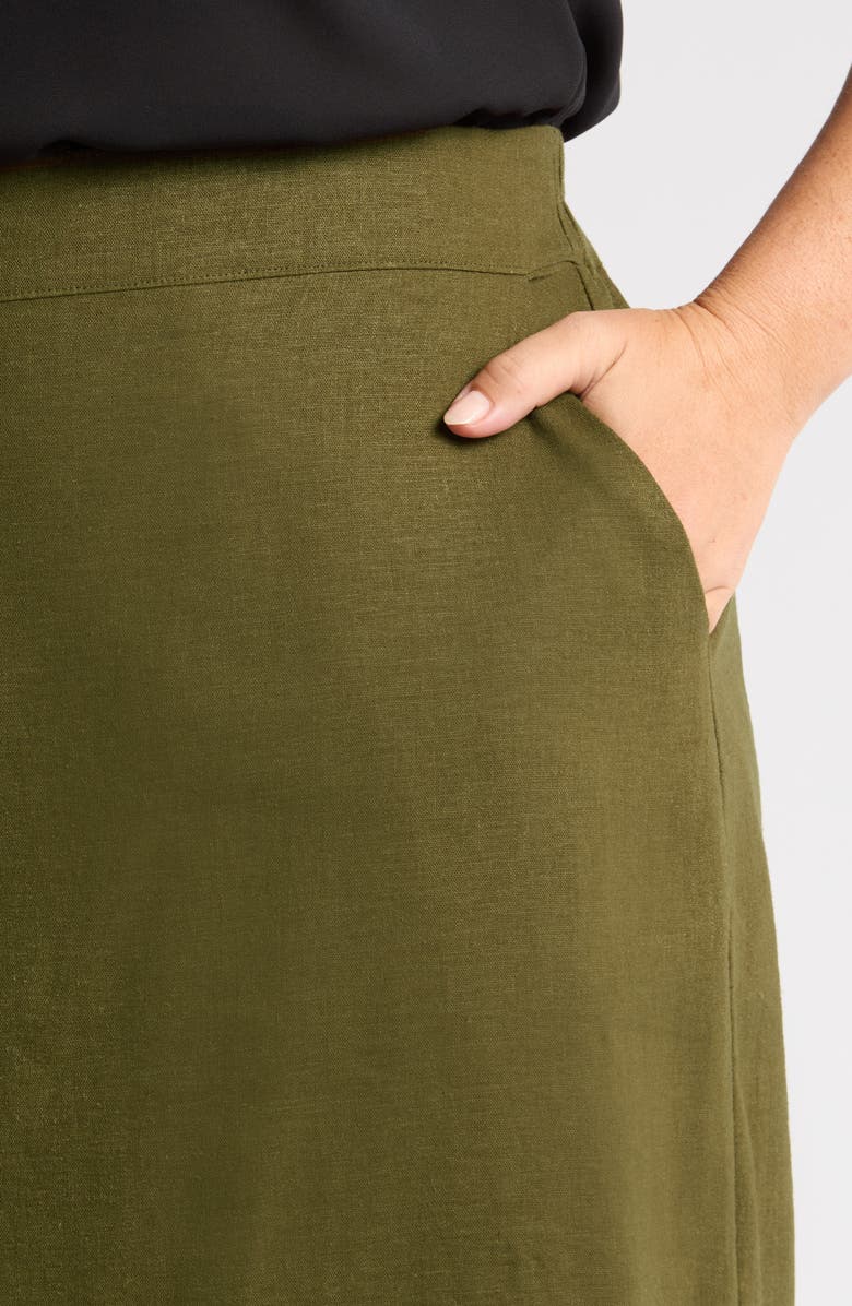 Universal Standard Wooster Linen Blend Pencil Skirt, Alternate, color, Fern