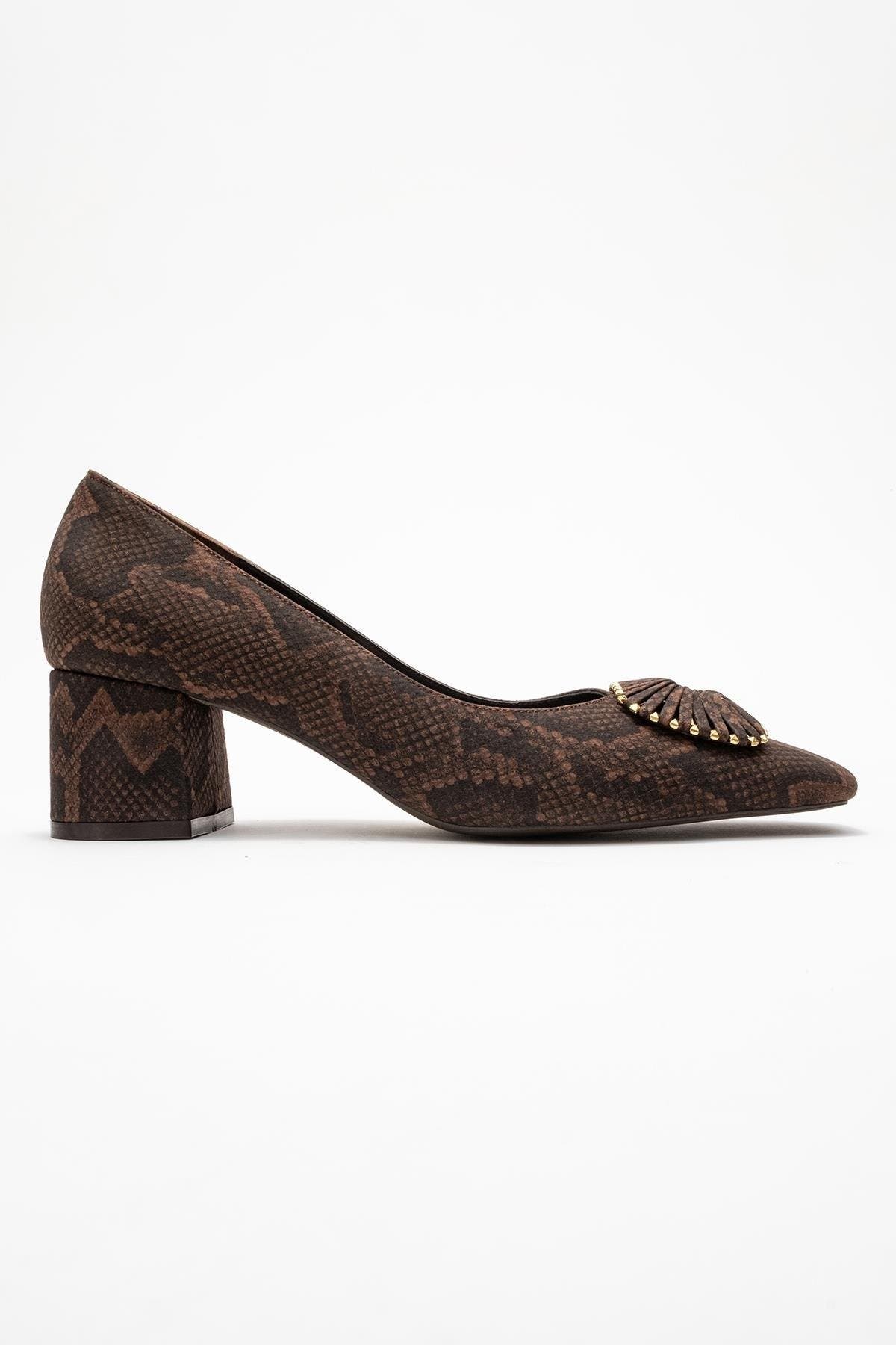 Velora Buckle Square Toe Block Heel Pump, Alternate, color, Brown Pattern
