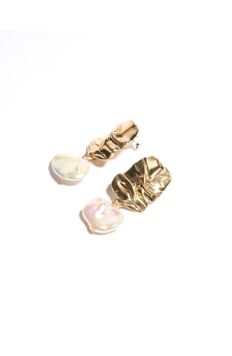 Odette New York Fender with Pearl Earrings, Alternate, color, Brass