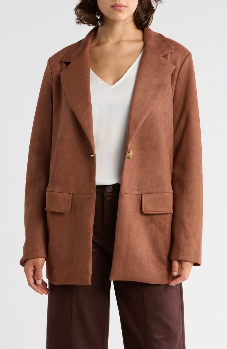 Sanctuary Faux Suede Blazer, Main, color, Bark