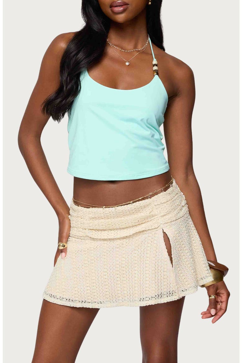 Radley Beaded Halter Crop Top, Main, color, AQUA