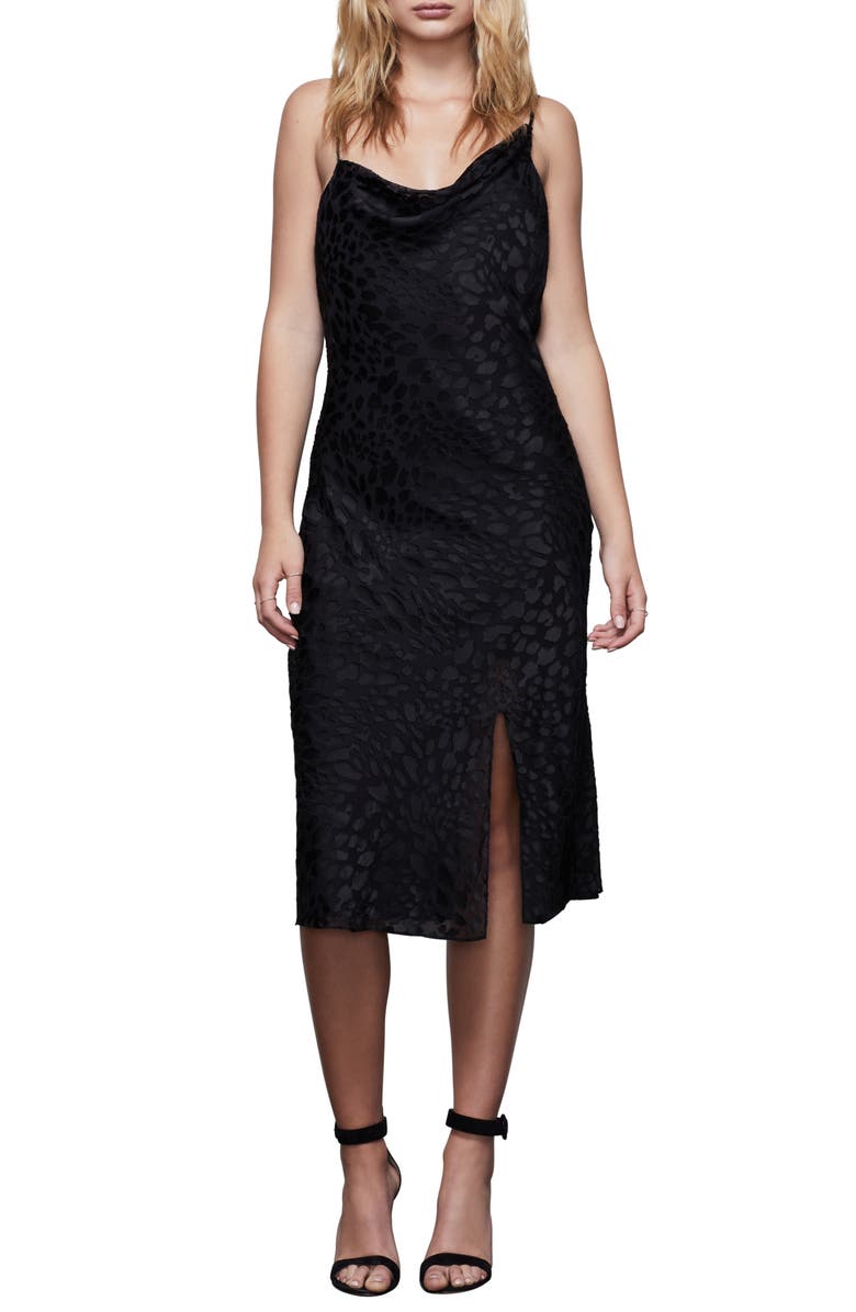 Good American Cowl Neck Velvet Burnout Dress, Main, color,
