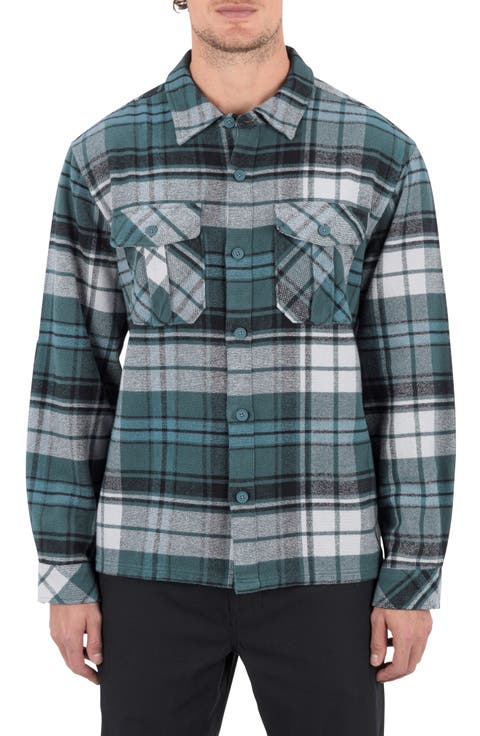 Santa Cruz Seaside Plaid Flannel Button-Up Shirt Jacket
