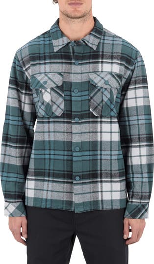Hurley Santa Cruz Seaside Plaid Flannel Button-Up Shirt Jacket