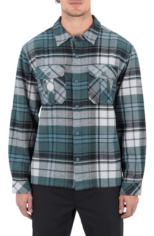 Hurley Santa Cruz Seaside Plaid Flannel Button-up Shirt Jacket In Blue