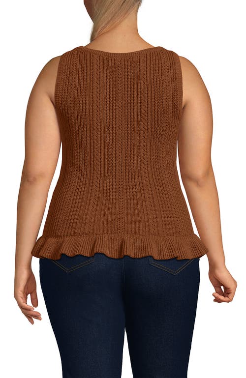 Lands' End Cotton Boucle Ruffle Hem Sleeveless Sweater