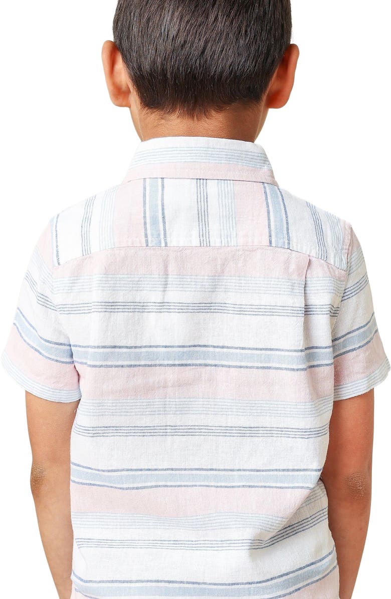 Hope & Henry Boys' Linen Short Sleeve Button Down Shirt, Kids, Alternate, color, English Variegated Stripe