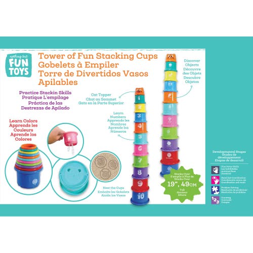 Nothing But Fun Toys Tower Of Fun Stacking Cups, 10 Pieces, 6 Mo+ In Multi