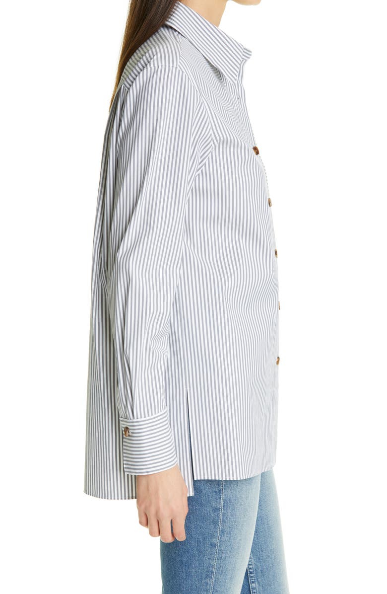 Lafayette 148 New York Ruxton Stripe Cotton Blend Shirt, Alternate, color,