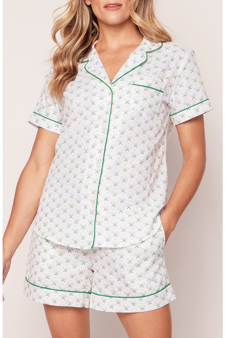 Match Point Short Cotton Pajamas, Main, color, GREEN