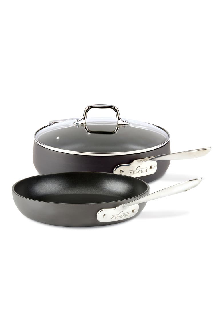 HA1 Hard Anodized 3-Piece Sauté Pan Set, Main, color, BLACK
