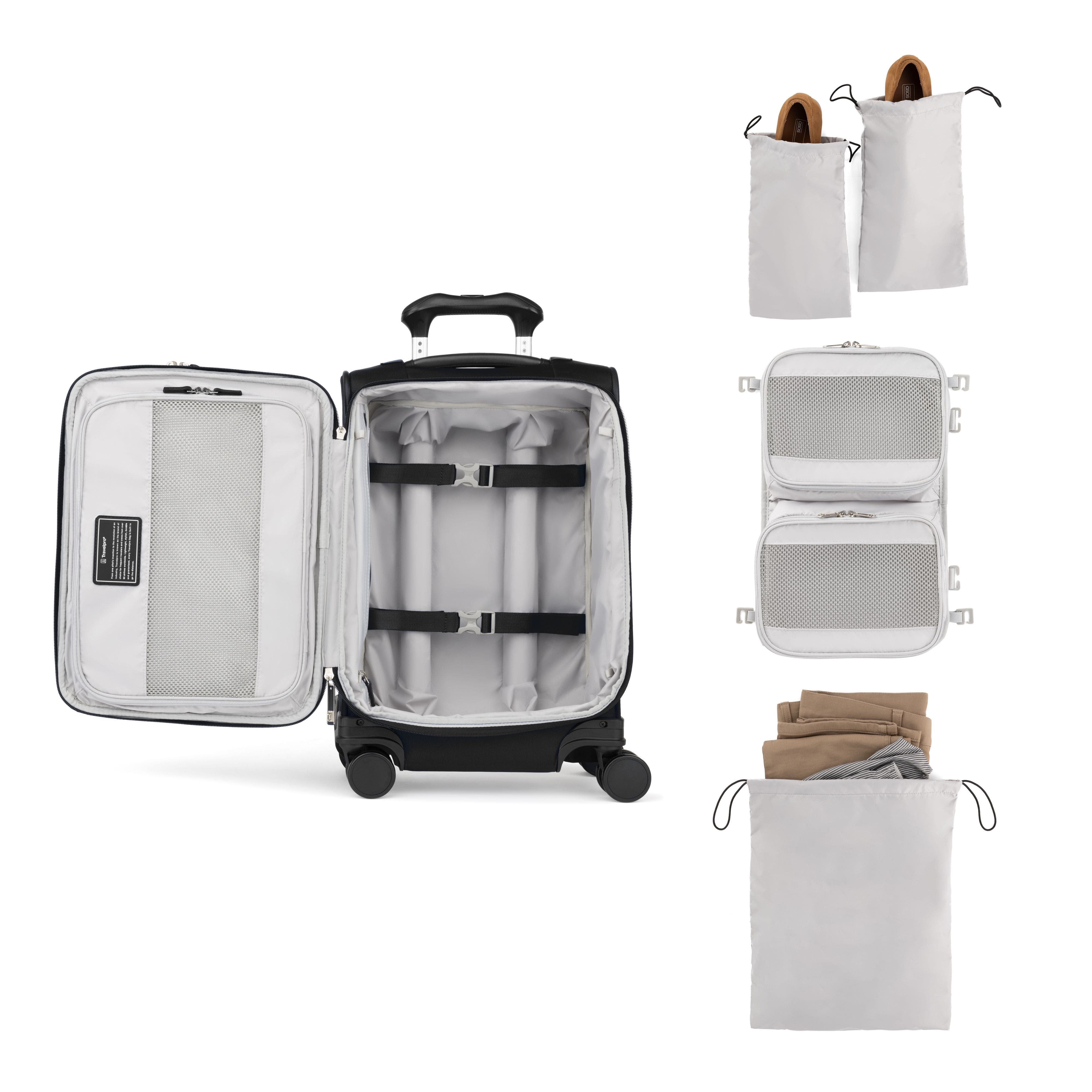 TRAVELPRO Versapack + Softside Carry On & Large Spinner Luggage Set, Alternate, color, Black