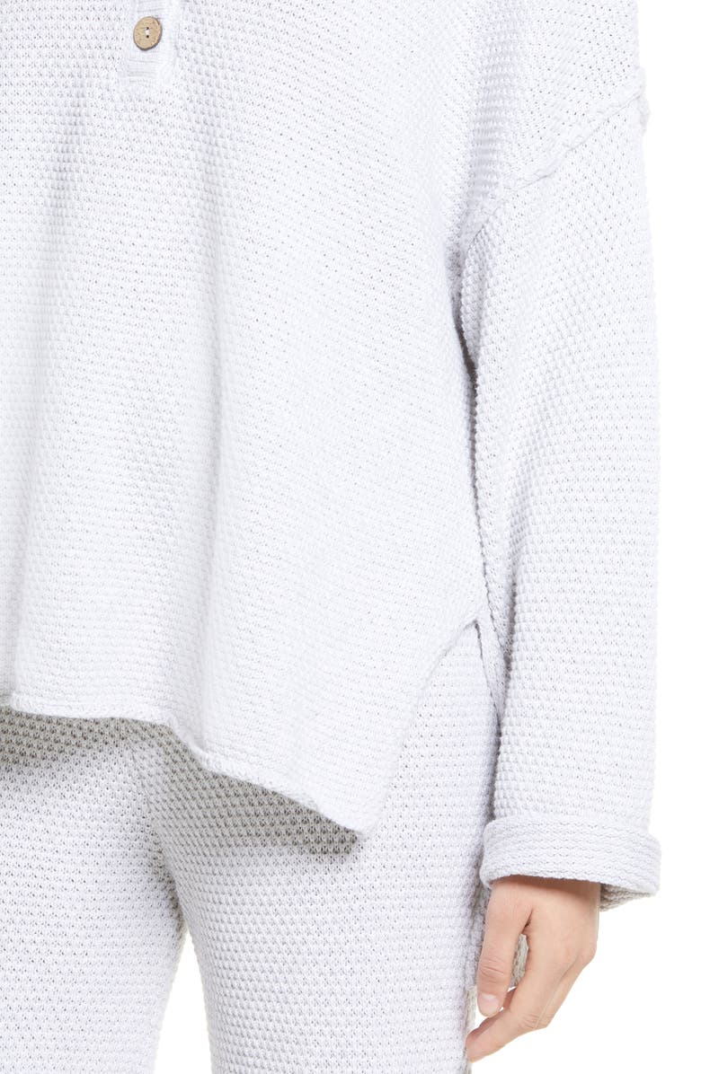 Free People free-est Hailee Waffle Stitch Long Sleeve Top & Wide Leg Pants Knit Set, Alternate, color, Ivory Heather