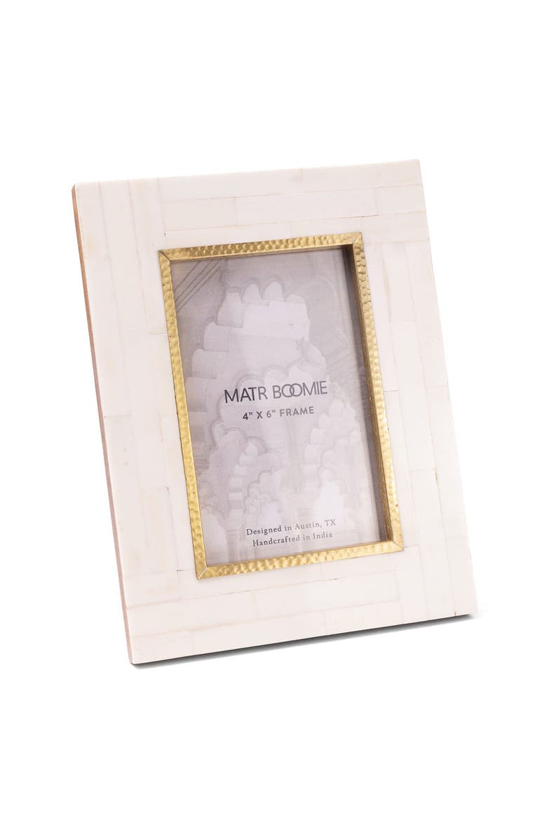 Mukhendu Picture Frame - Bone, Brass Inner Edge, Alternate, color, Ivory- 4x6