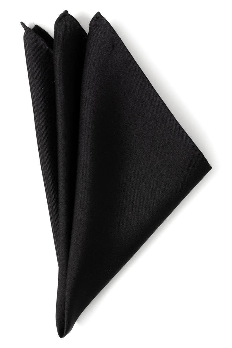 Black Silk Pocket Square, Main, color, BLACK