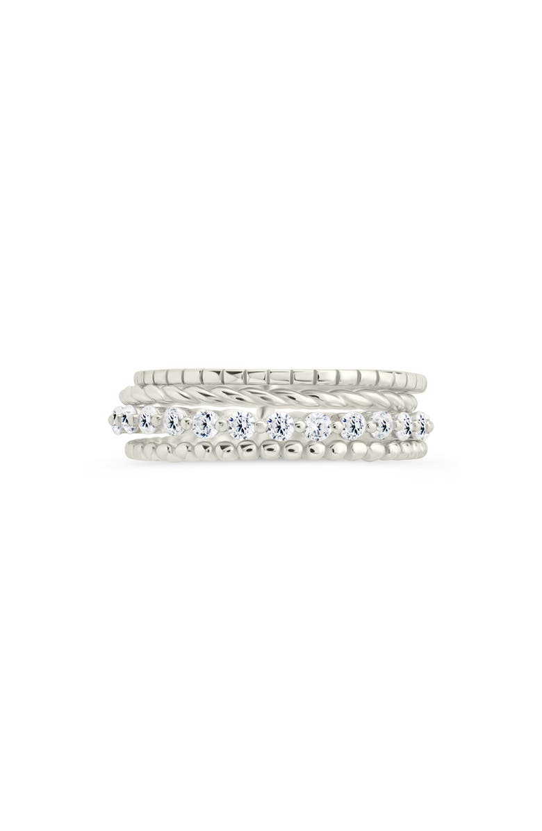 Sterling Forever Cassidy Cubic Zirconia Stack Ring, Main, color, Silver
