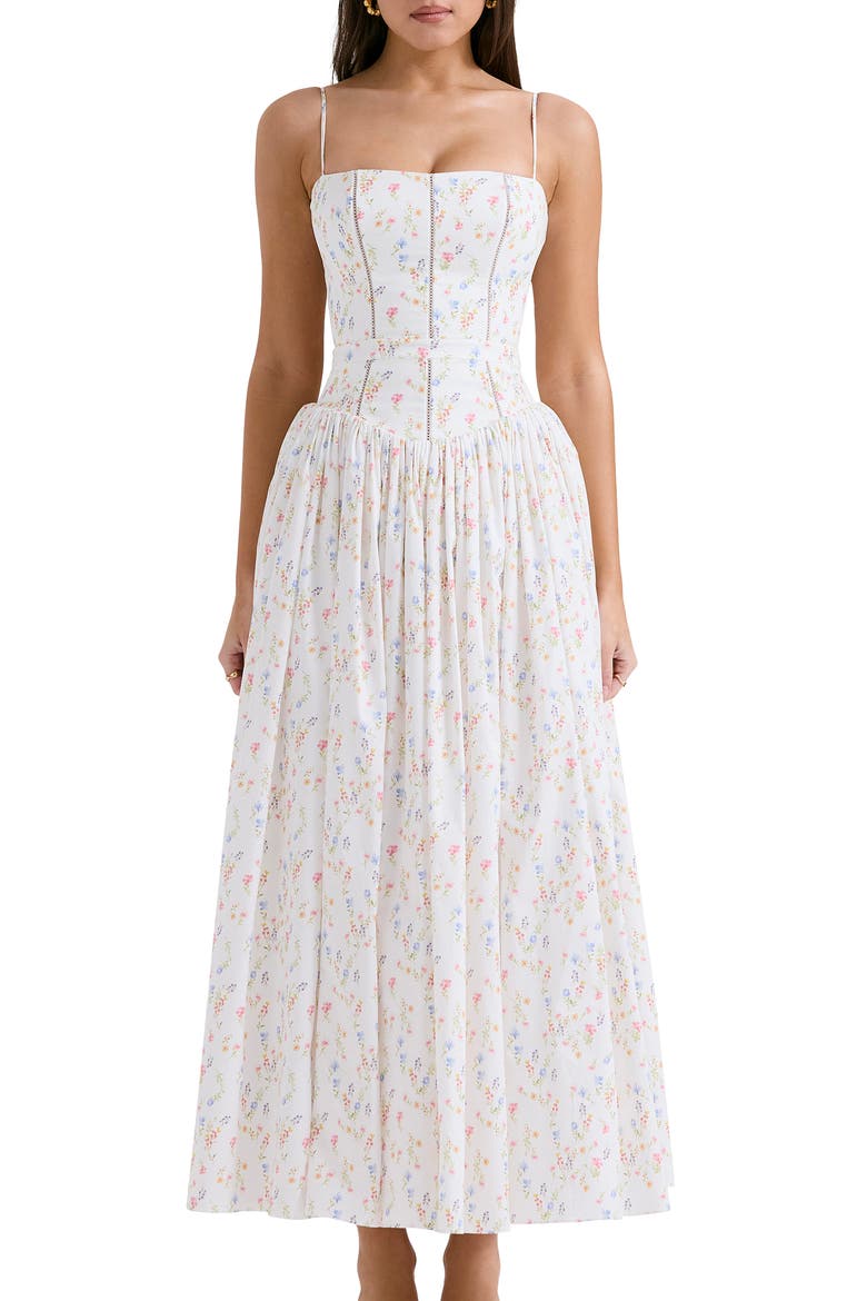 Ysabella Floral Maxi Sundress, Alternate, color, WHITE FLORAL PRINT