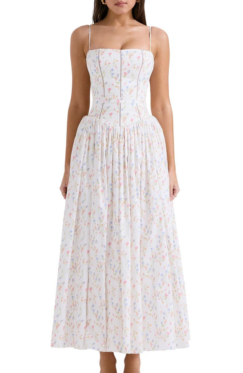 HOUSE OF CB Ysabella Floral Maxi Sundress, Alternate, color, White Floral Print