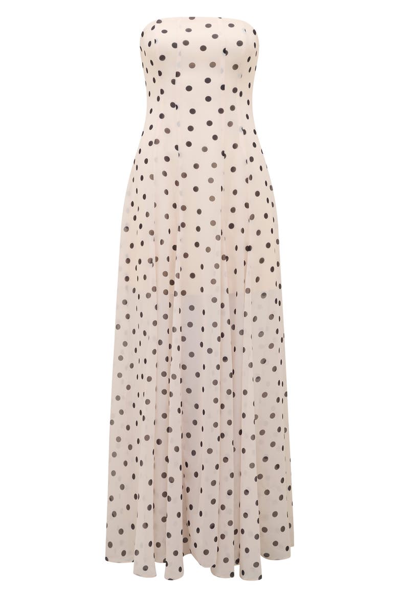 Kimora Dot Print Strapless Maxi Dress, Alternate, color, PORCELAIN SPOT