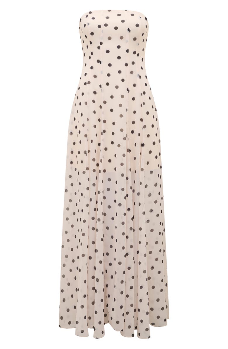 Ever New Kimora Dot Print Strapless Maxi Dress, Alternate, color, Porcelain Spot