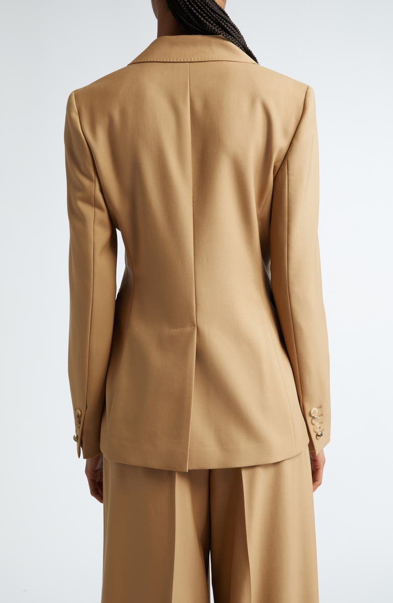 Max Mara Osanna Double Breasted Twill Blazer, Alternate, color, Honey