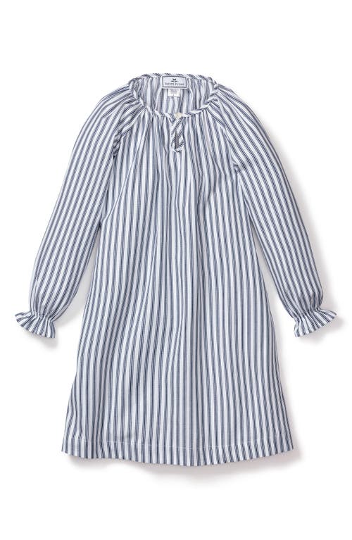 Petite Plume Kids' Delphine Navy French Ticking Stripe Cotton Blend Nightgown In Blue