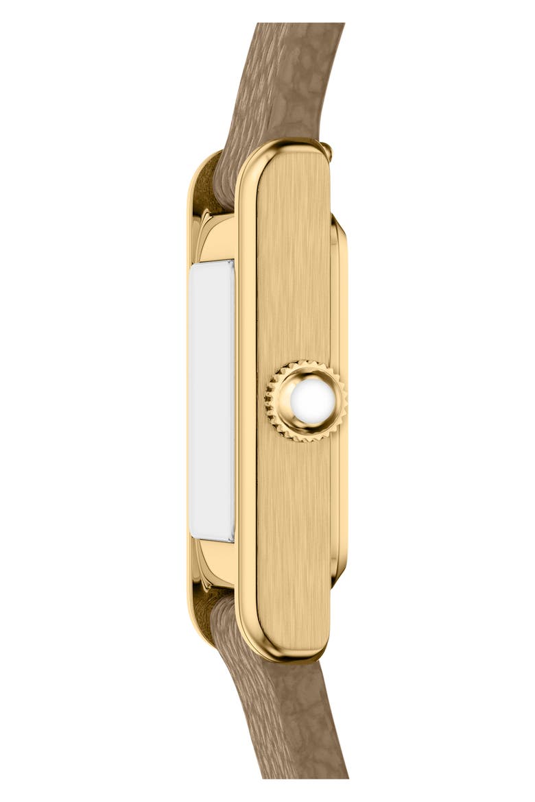 Mother-of-Pearl Tank Leather Strap Watch, 19mm x 26mm, Alternate, color, TAUPE