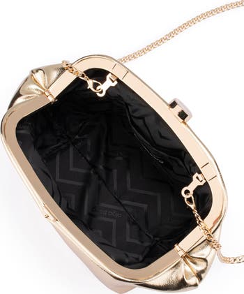 Tally Metallic Faux Leather Frame Clutch