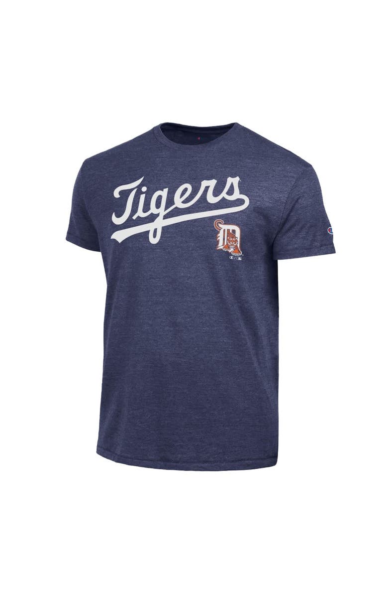 Champion Men's Champion Navy Detroit Tigers Cooperstown Wordmark Lockup Tri-Blend T-Shirt, Alternate, color, Navy