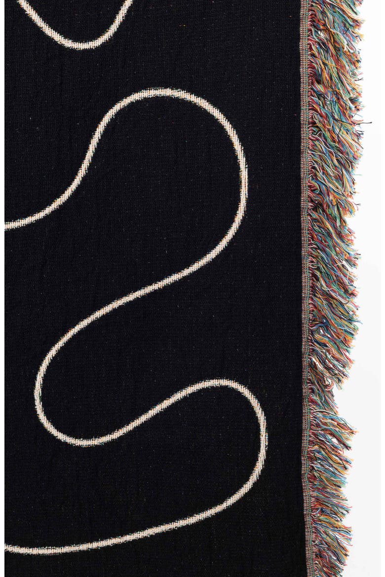 Dancing Shapes Throw Blanket, Alternate, color, BLACK AND WHITE