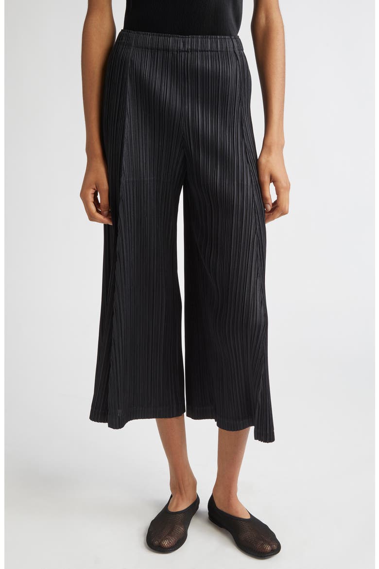 Thicker Bottoms 1 Pleated High Waist Crop Pants, Main, color, BLACK