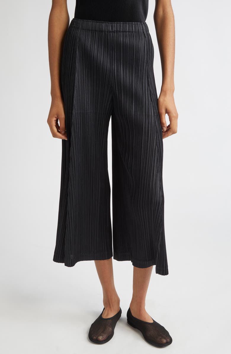 Pleats Please Issey Miyake Thicker Bottoms 1 Pleated High Waist Crop Pants, Main, color, Black