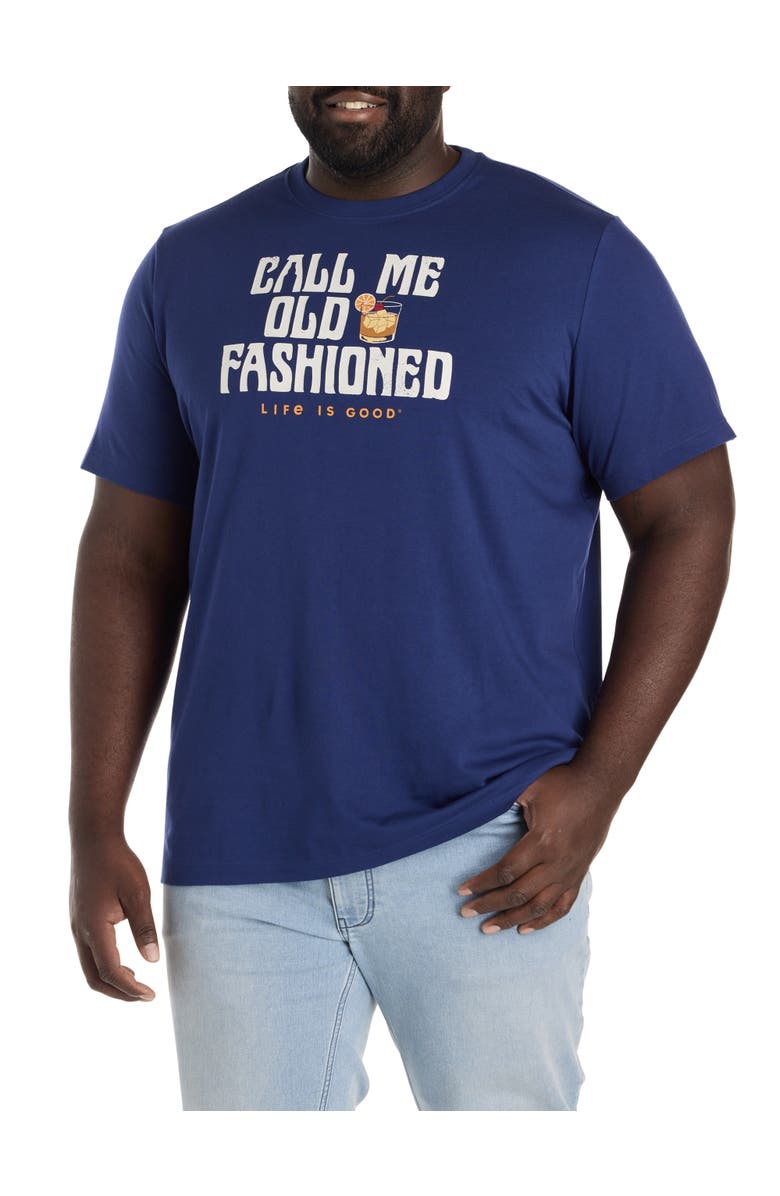 LIFE IS GOOD Big & Tall Old Fashioned Graphic Tee, Main, color, Navy