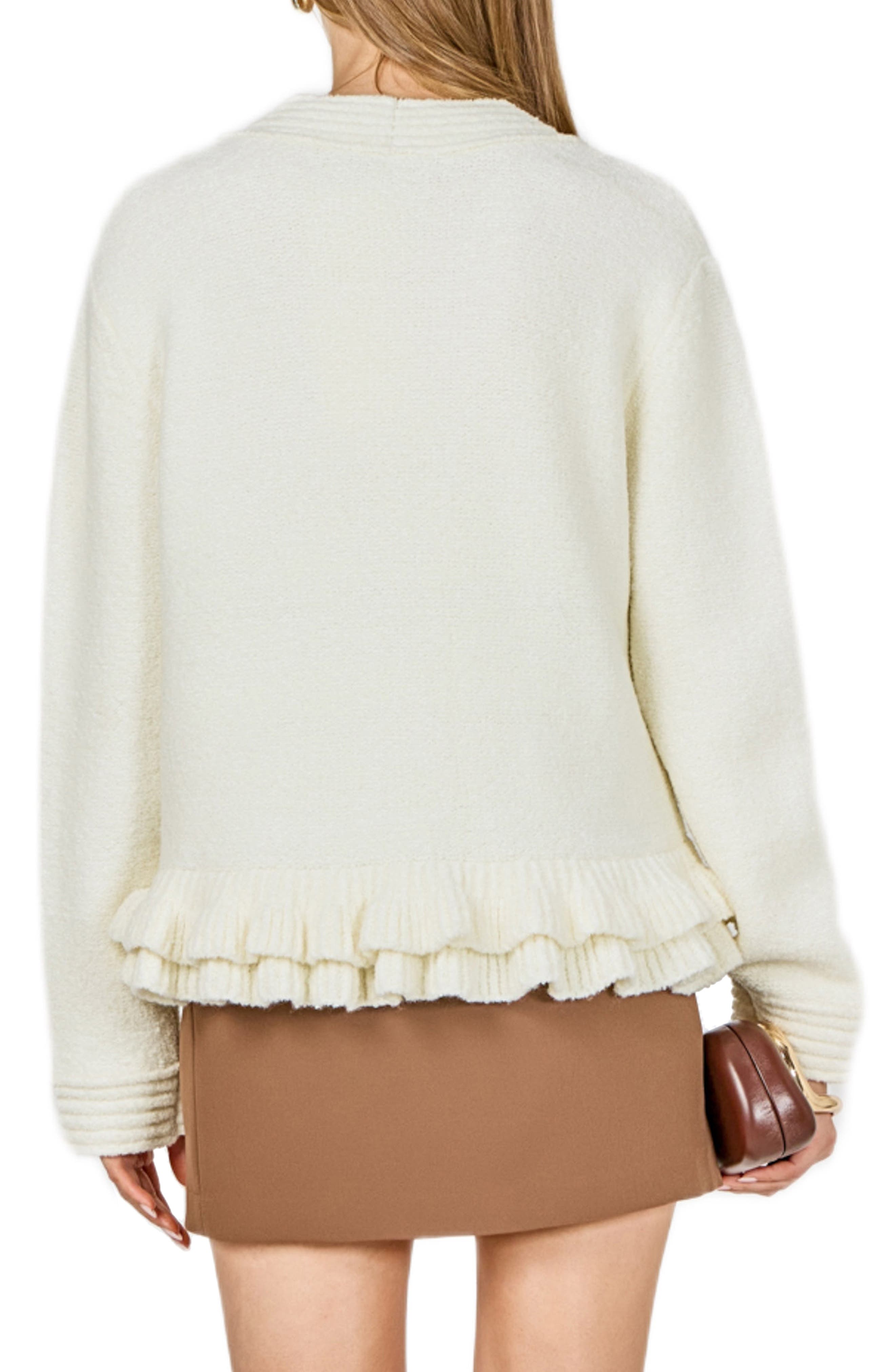 Fuzzy Ruffle Cardigan - image 2