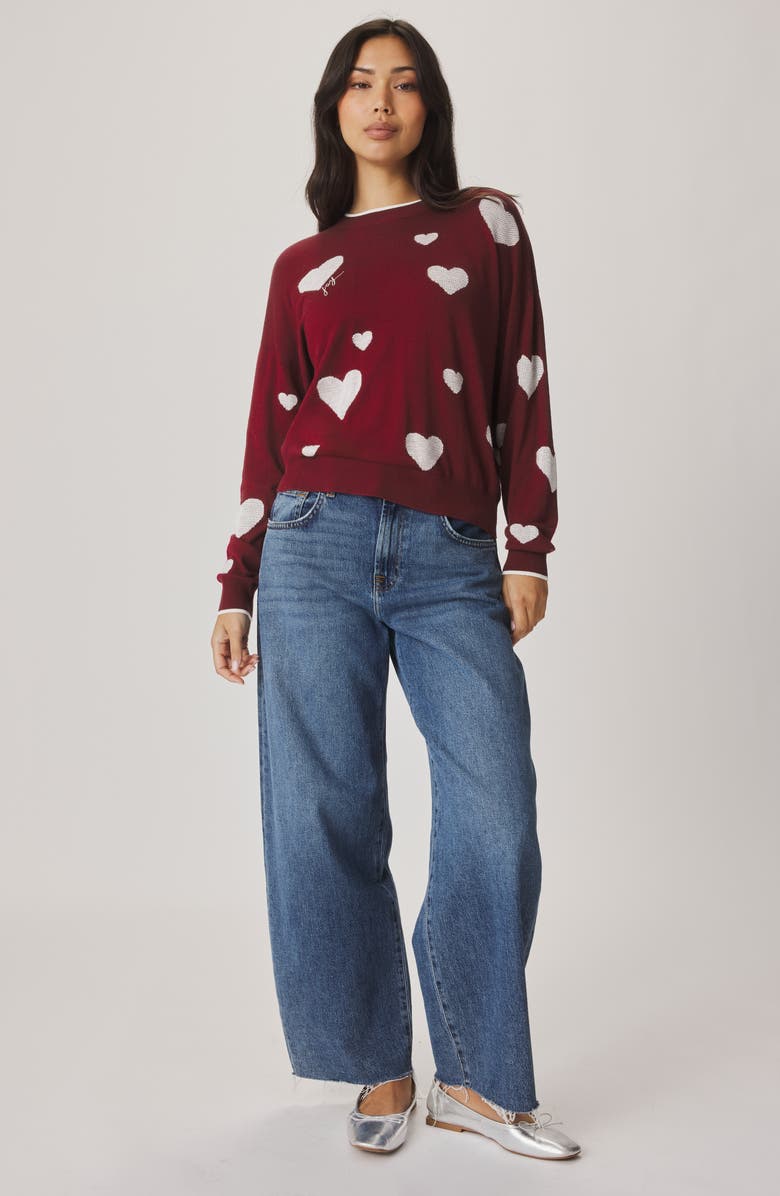 Splendid All the Love Cotton Blend Sweater, Alternate, color, Whipped Mauve Red/ Cherry Red
