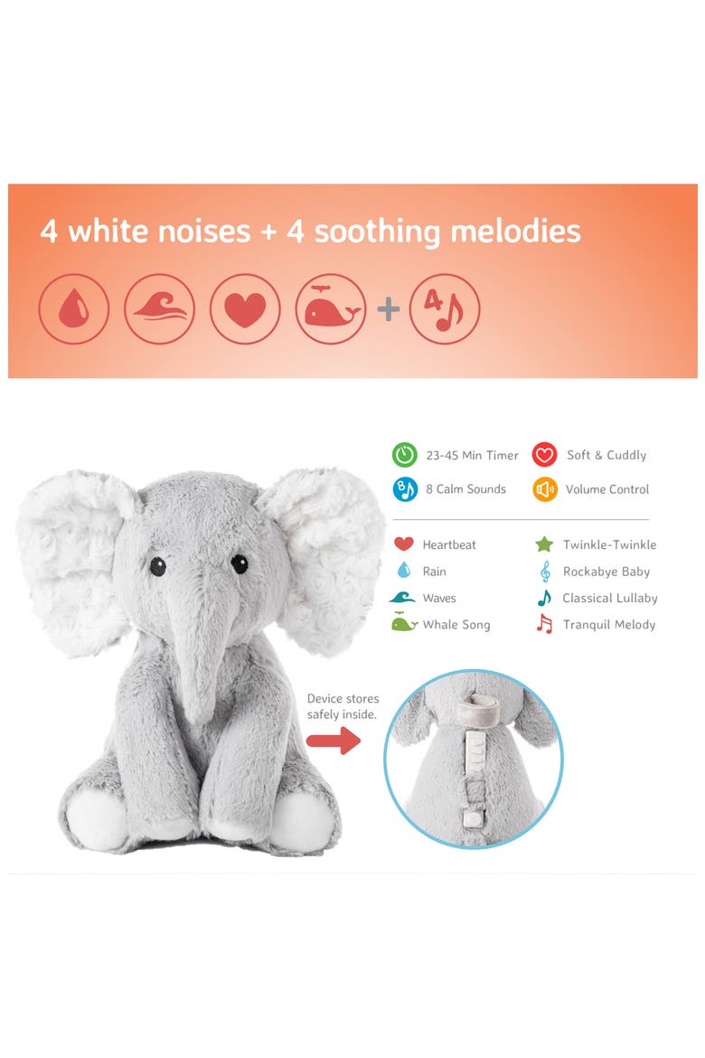 Eli the Elephant - Plush Toy & Baby Sleep Sound Soother, Alternate, color, GREY